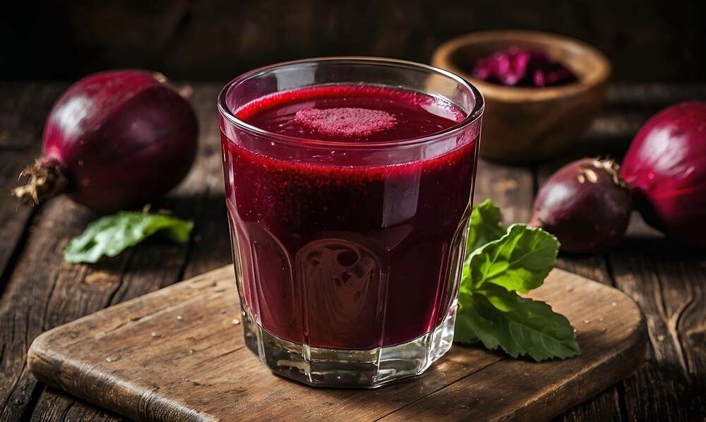 O suco de beterraba contém muitos nutrientes para a saúde